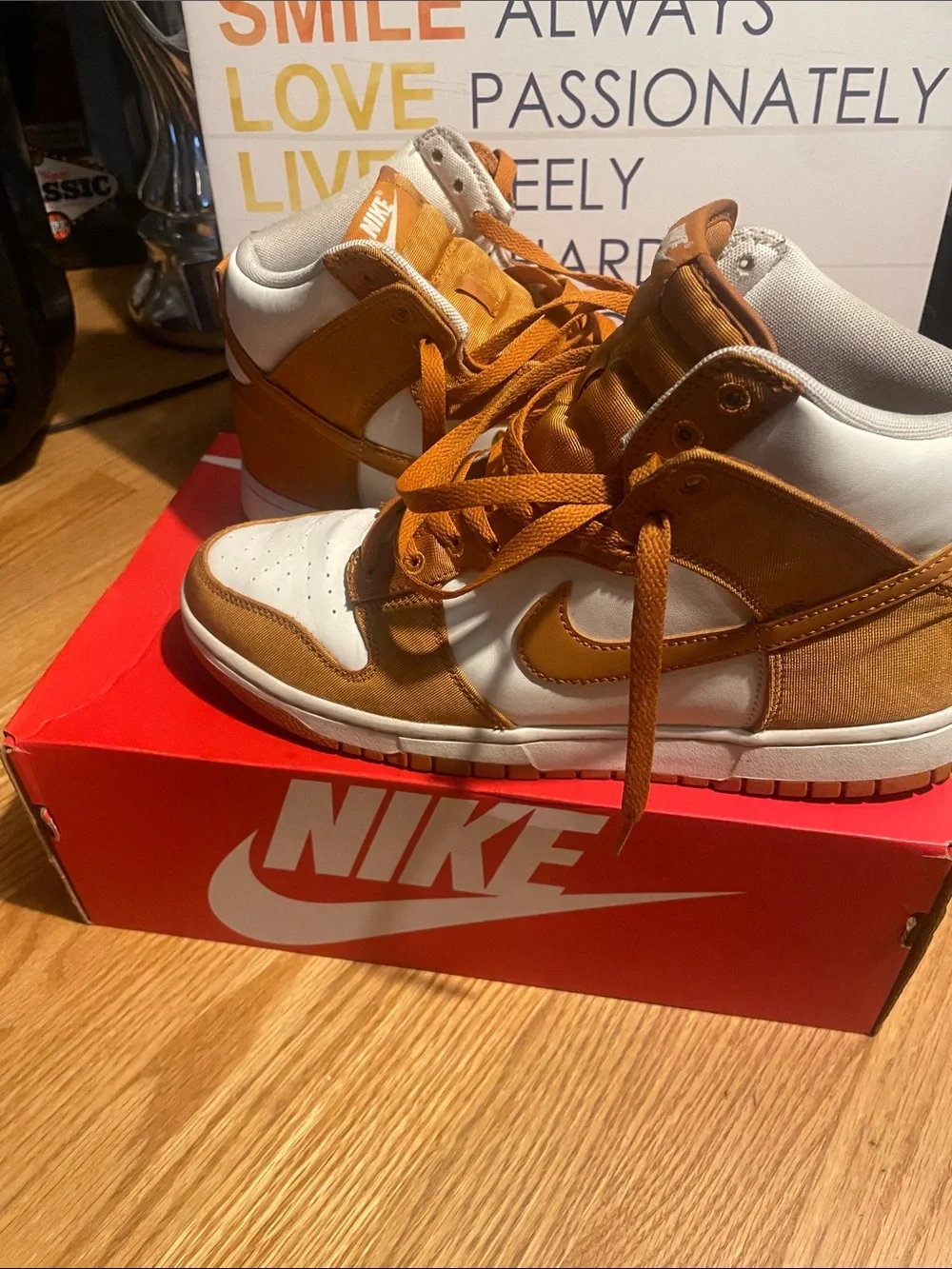 Nike Men’s High-Top Sneakers in Tan and White